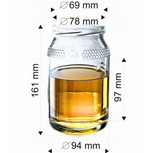 1x 900ml Słoik szklany wzór miodowy słoiki szklane na miód + zakrętka do wyboru